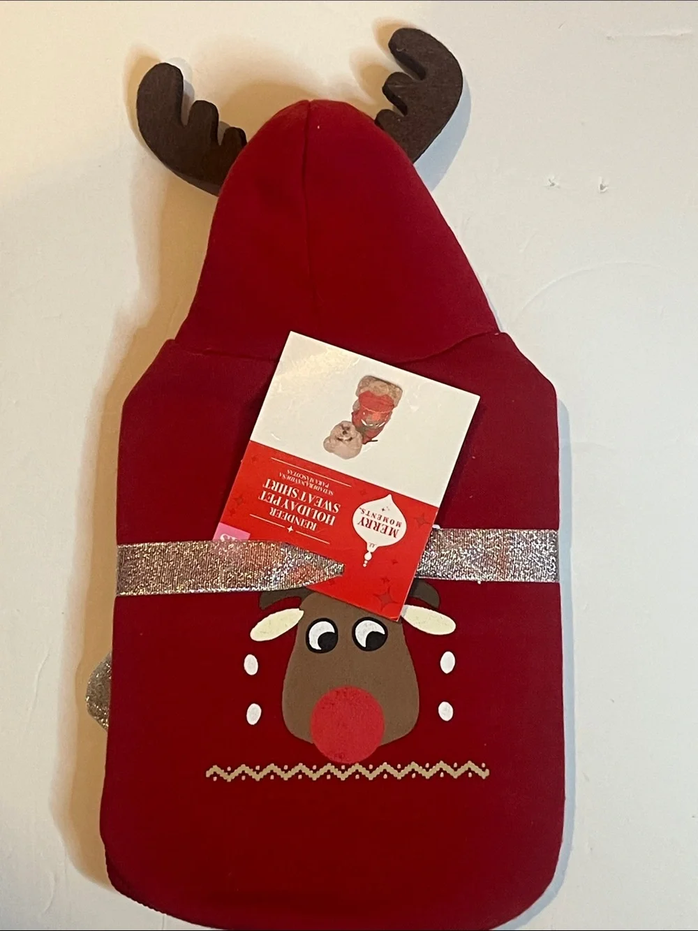 Red Reindeer Holiday Dog Hoodie - Cozy Seasonal Pet Sweatshirt
